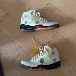 Jordan Cream and Red Sneakers with Mesh Panels